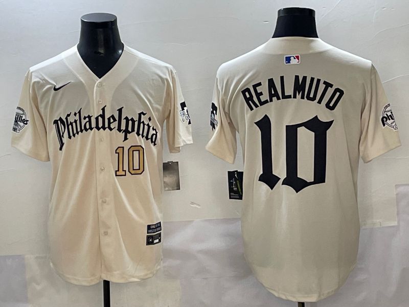 Men 2025 Philadelphia Phillies #10 Realmuto Cream Five generations Joint Name Nike MLB Jersey style 3